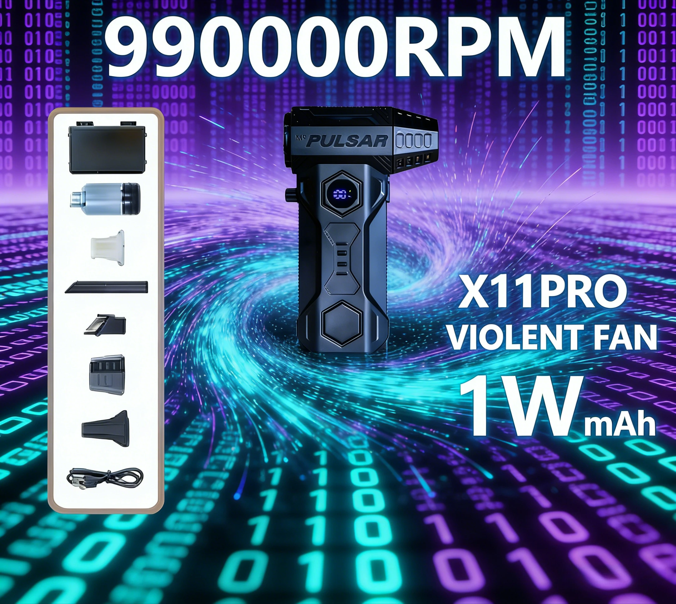 

️ X11Pro Mini Turbo Jet Blower — бесщеточный, 990 тыс. об/мин | 10000 мАч + комплект пылесоса для автомобиля