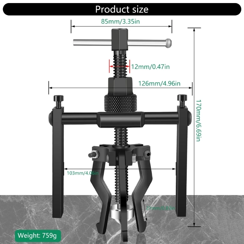 3 Jaw Bearing Puller Remover Labor Saving Car Bearing Removal Tool Bushing Gear Puller Manual Internal Puller Set