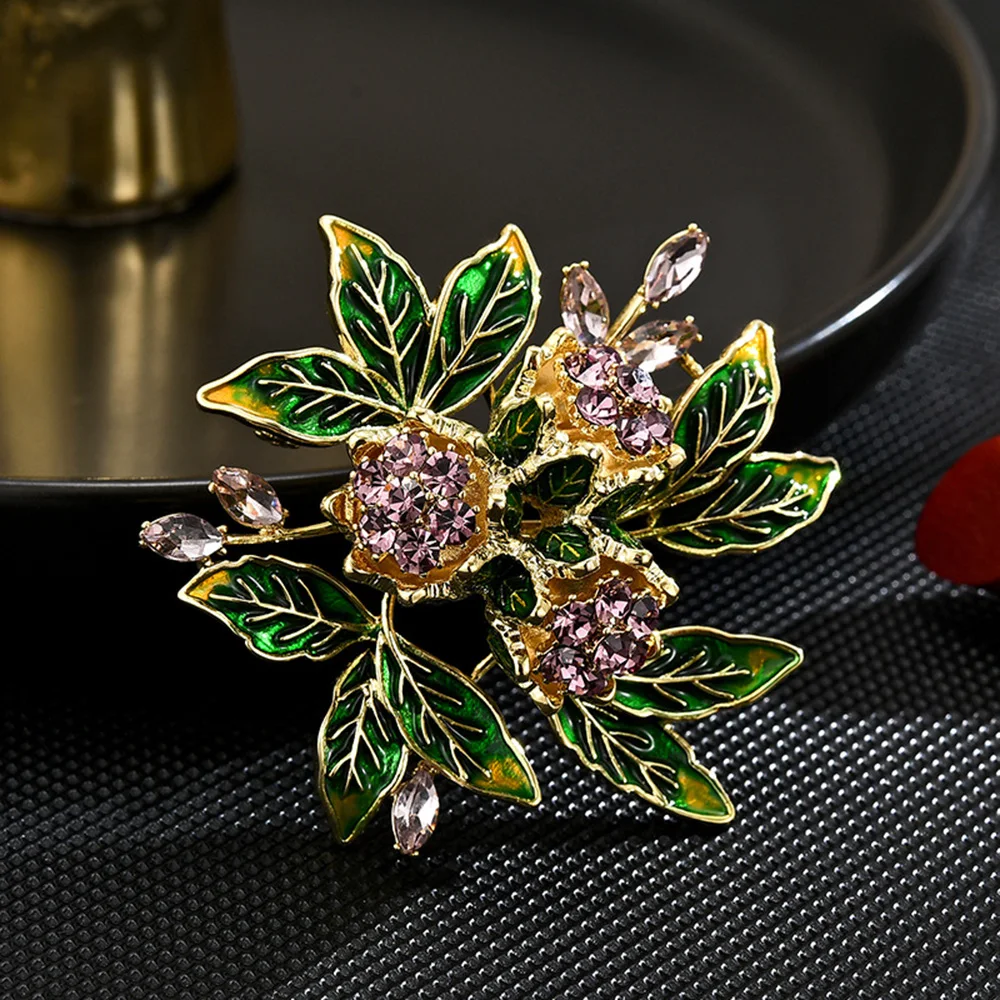 Lotus Lotus Root Rhinestones Brooch for Women Tassel Pin Corsage Coat Suit Accessories Jewelry Gifts Wholesale