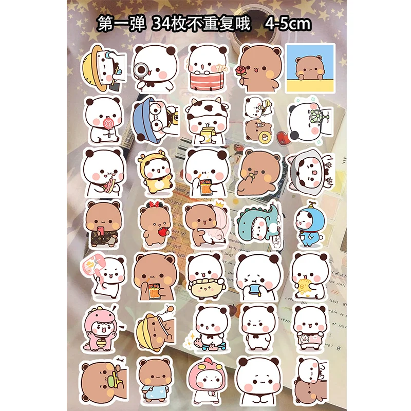 80pcs Cute Little Bear Cute Emoji Bag Sticker Cartoon Little Bear Sticker Cup IPad Diary Handbook Material Graffiti Sticker