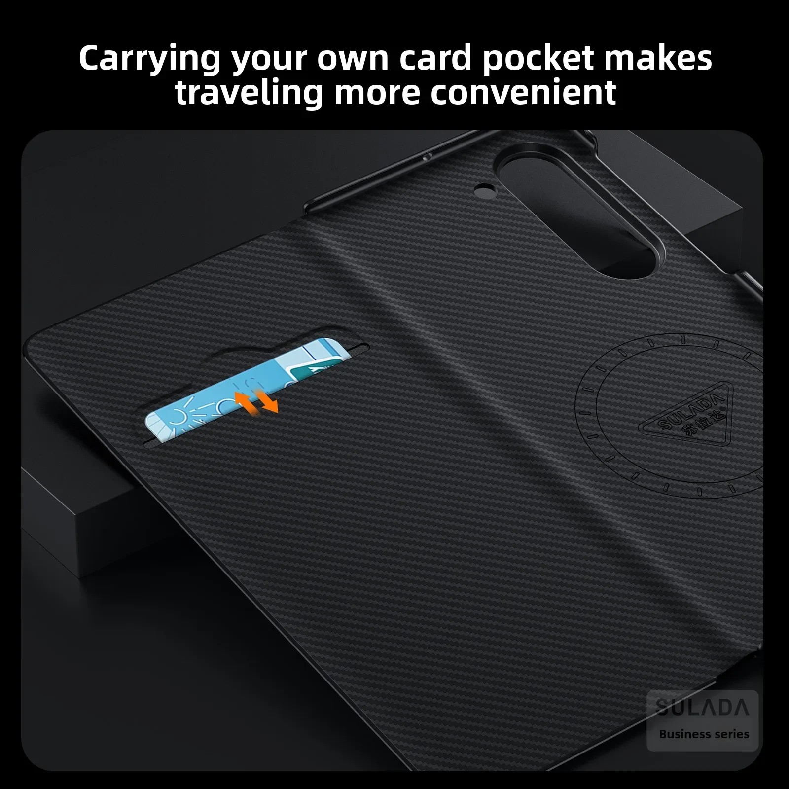 Inteligentne etui z klapką do Samsunga Z Fold 8, Fold 7, 6, 5, W26, z teksturą Kevlaru Sulada, z przegródką na karty i wbudowanym magnetycznym uchwytem na telefon. — zdjęcie produktu 6