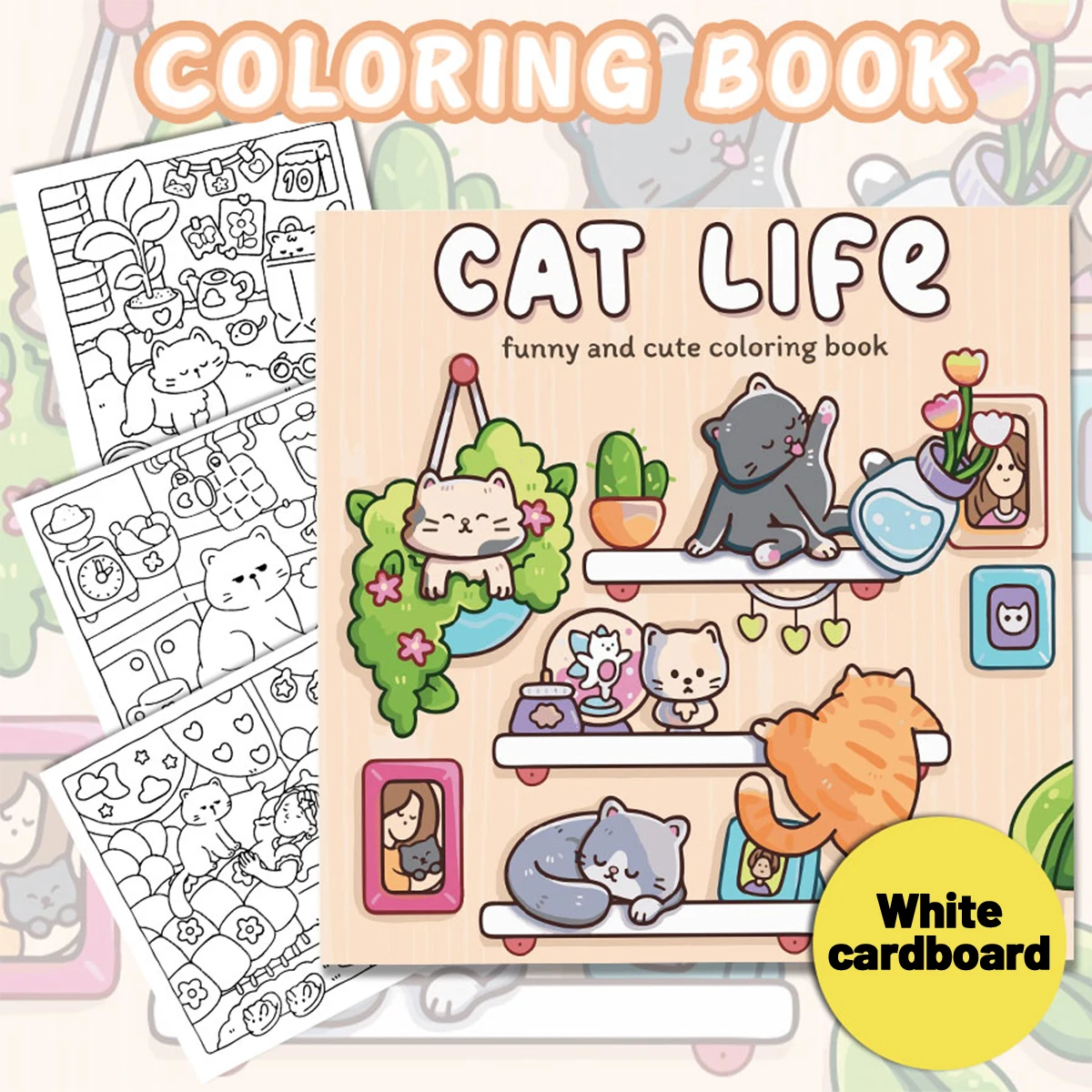 Cat Life Coloring Books, Lively Scenes, Easy Coloring, For Home Parent - Child DIY, Relax, Unwind, Boost Creativity