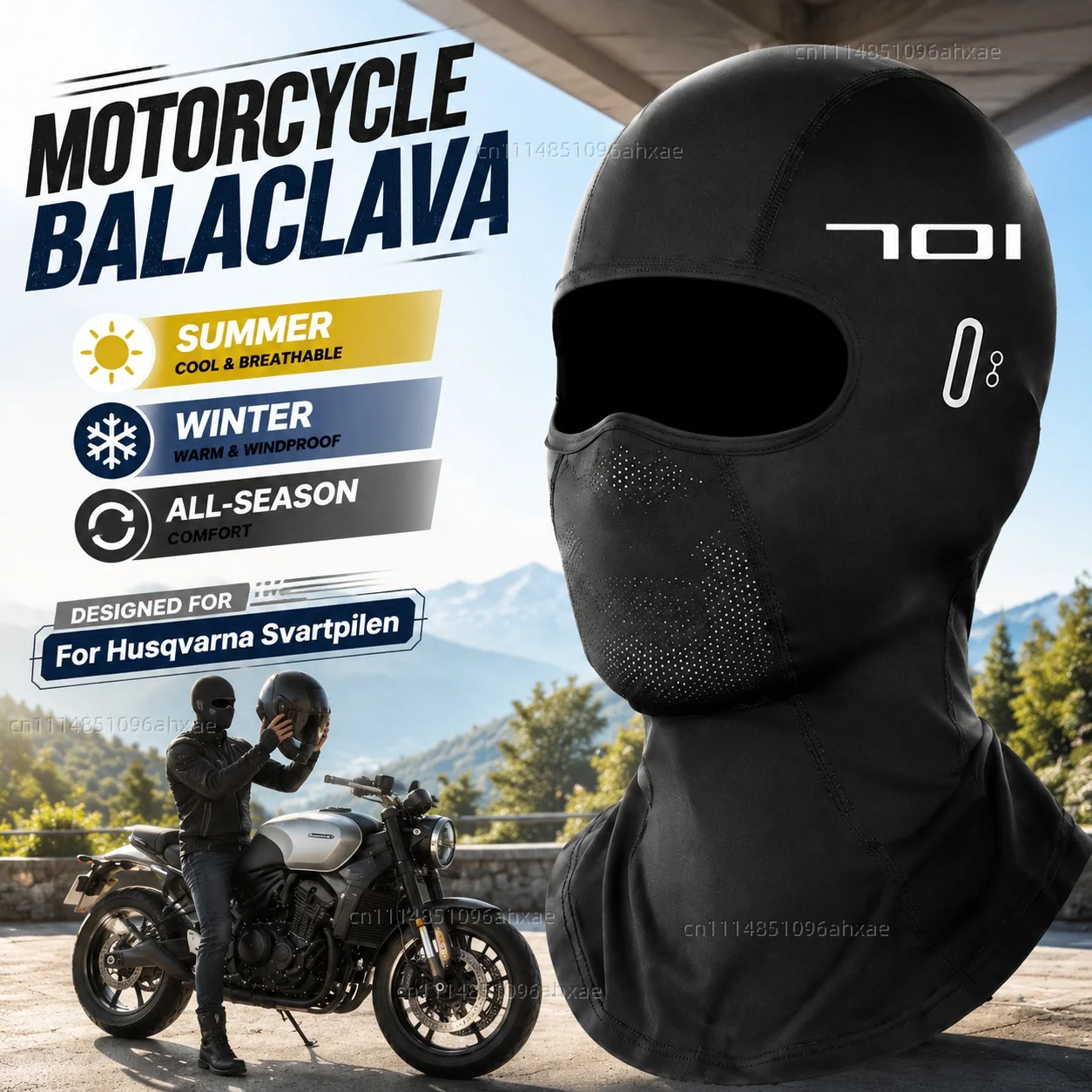 For Husqvarna Svartpilen 401 250 701 Motorcycle Balaclava Summer Glasses Face Breathable Hole Winter Warm breathable waterproof