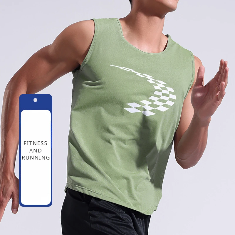 Quick Dry Running Vest Men's Fitness Sports Sleeveless T-Shirt Cool Feeling Summer Basketball Training Tank Top Gym Clothing