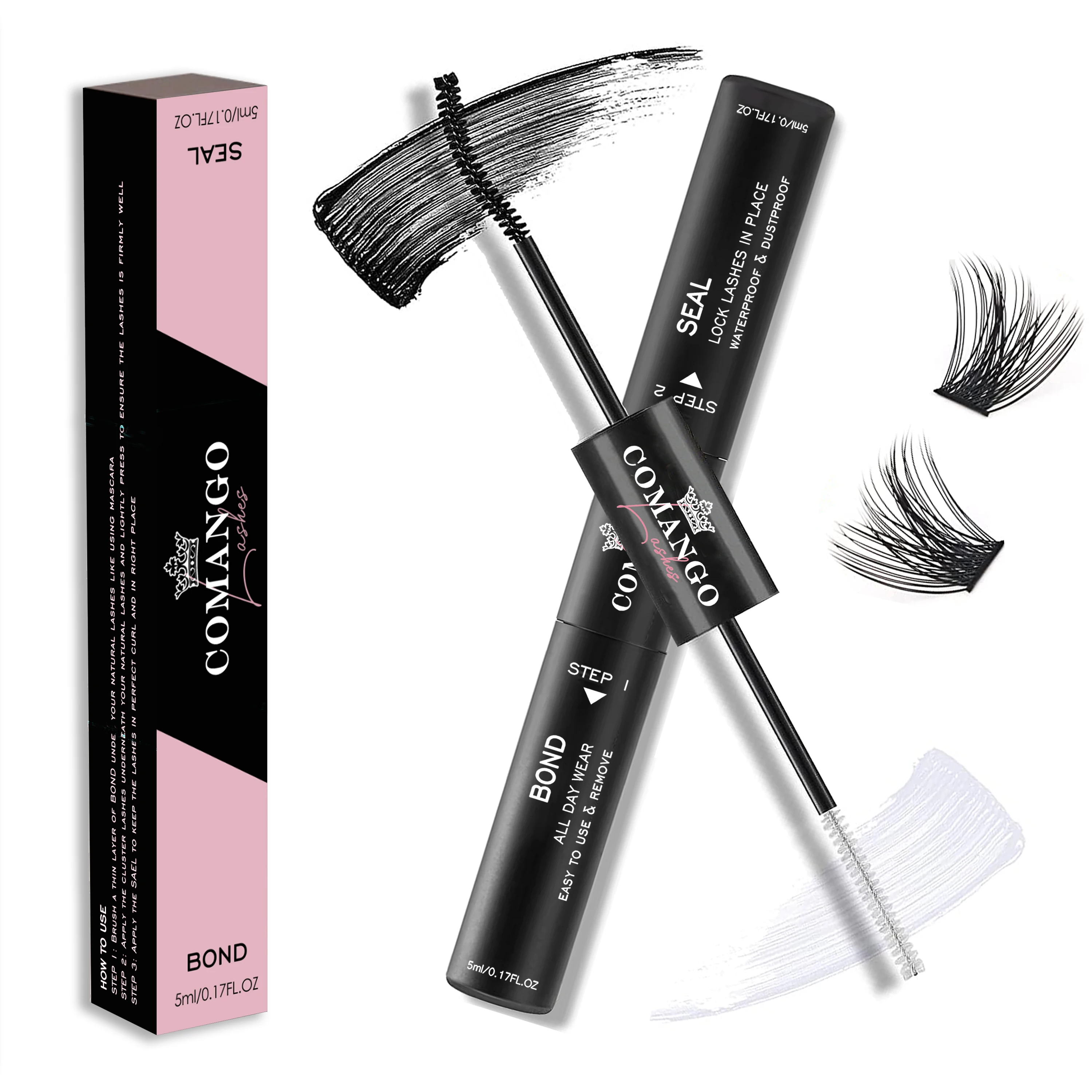 10ML Lash Bond And Seal Cluster Lash Glue 2 In 1 For Wispy Lash Clusters Long Lasting Waterproof Glue For Lash Clusters