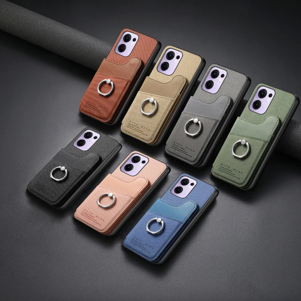 Luksusowe etui skórzane z ochroną RFID, portfel na karty, tylna obudowa do OPPO Reno 16 15 14 13 FS Reno13 F Reno 15 Pro 15A 16F 13A 14F 15F, z pierścieniem — zdjęcie produktu 6