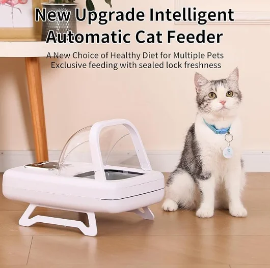 Comedero Automático Inteligente para Gatos con Microchip, Dispensador de Comida para Mascotas de 1.5L, Alimentación USB/Tipo-C para Múltiples Gatos