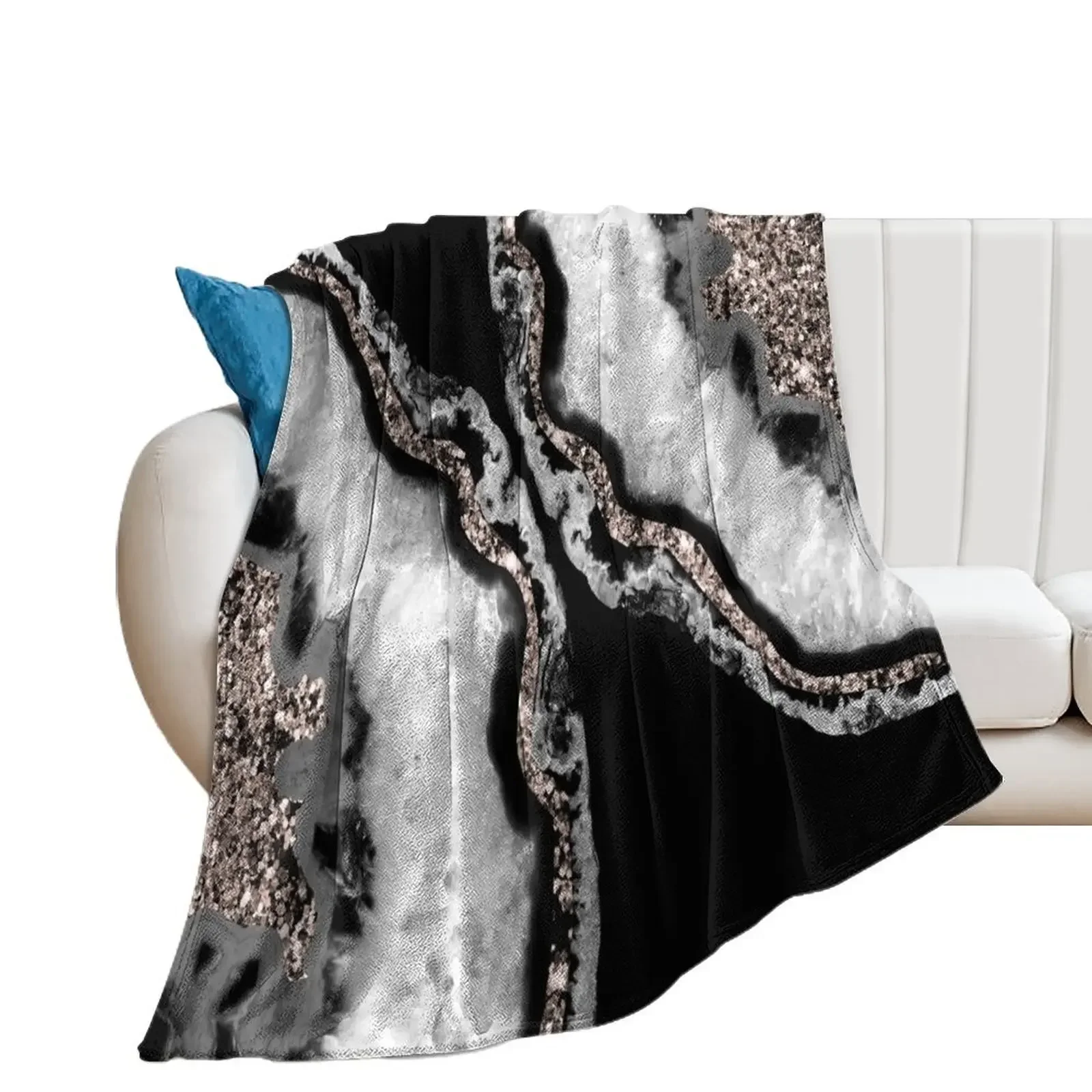 

Yin Yang Agate Glitter Glam #5 (Faux Glitter) #gem #decor #art Throw Blanket wednesday anime Blankets