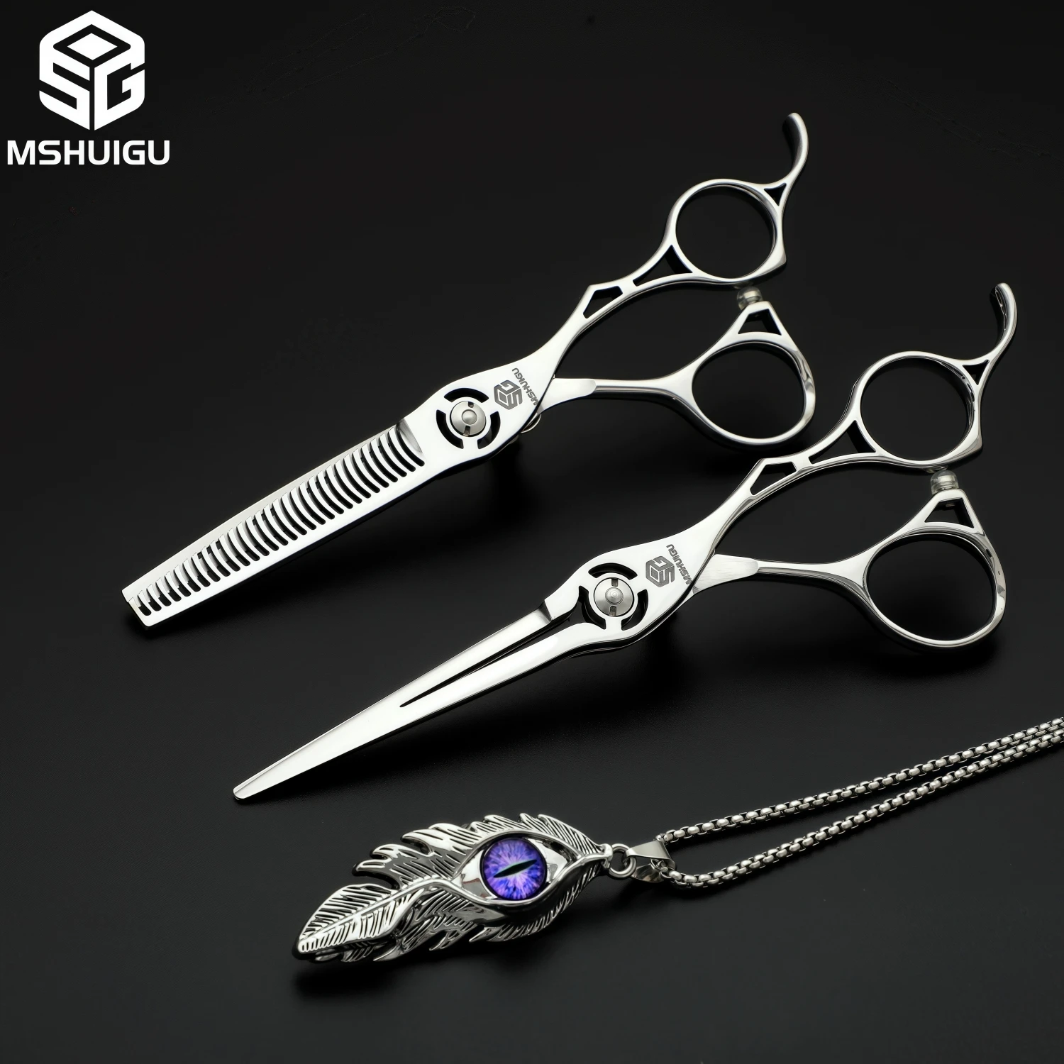 

Professional Hairdressing Scissors Set 440C Steel 6/6.5/7 Inch Cutting & 6/6.5 Inch 25-30% Thinning Shears Barber Salon Tools