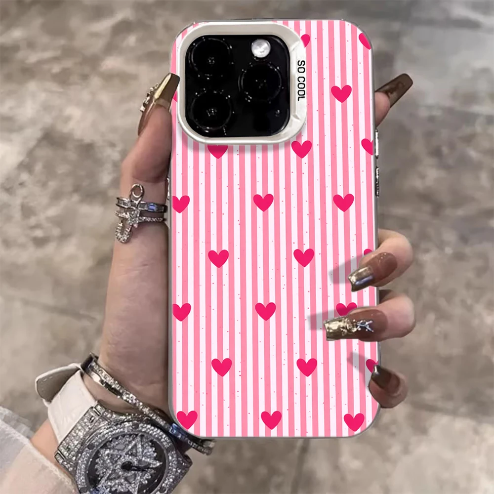 Gestreifte Herzen Luxus-Hülle für iPhone 17 15 16 14 Pro Max Case Plus für iPhone 13 11 12 ProMax XS XR XS 7 8 Plus 16E INS Hüllen – Detail 4