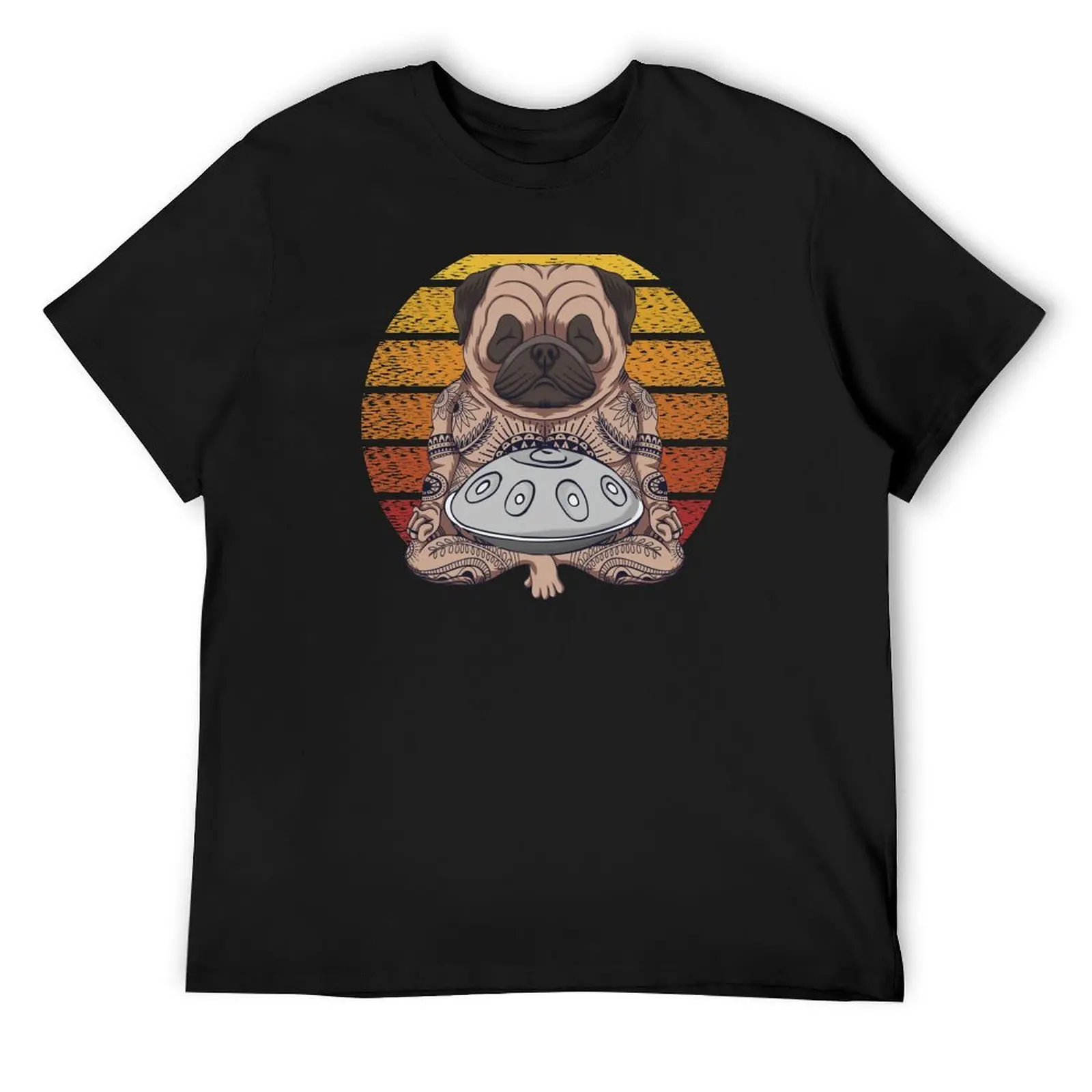 Handpan Pug Art For Hang Drum Player T-Shirt cheap stuff oversized graphic tee mens vintage t shirts