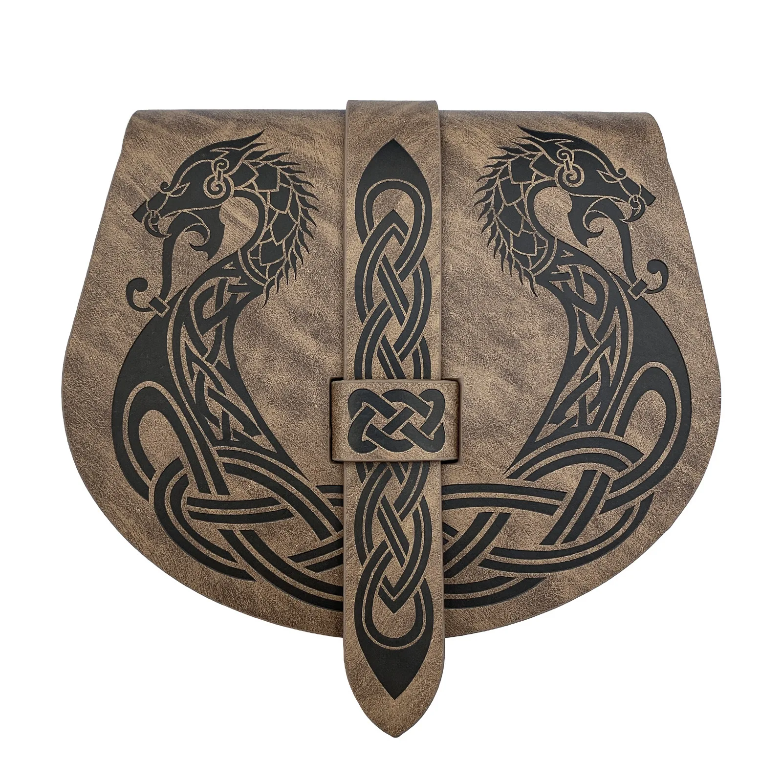 Retro portátil cinto saco de viagem engrenagem cintura packs viking em relevo langskip cinto bolsa medieval couro aleta sela bolsas laterais