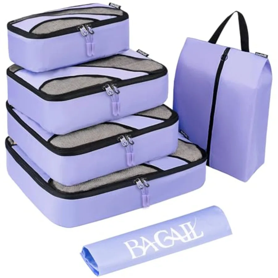 

6 Set Packing Cubes Travel Luggage Packing Organizers Lightweight Polyester Transparent Clear with Zipper Storage Pouches for C