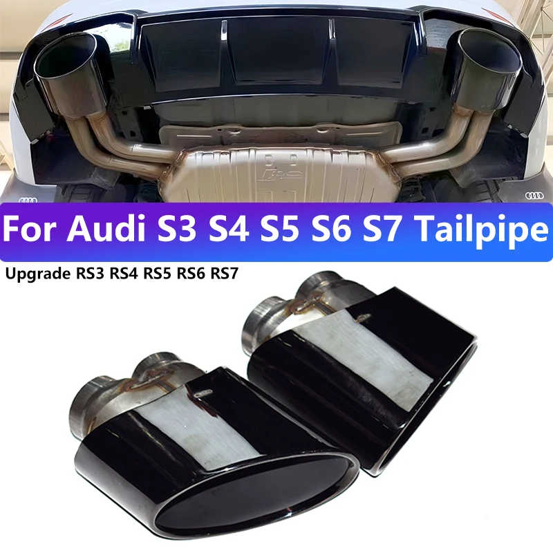For Audi S3 S4 S5 S6 S7 Exhaust Pipe Modification RS3 RS4 RS5 RS6 RS7 Black Muffler Exhaust Head Tip Nozzle