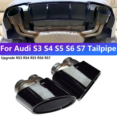 สําหรับ Audi S3 S4 S5 S6 S7 ท่อไอเสียการปรับเปลี่ยน RS3 RS4 RS5 RS6 RS7 สีดําท่อไอเสียหัวเคล็ดลับหัวฉีด