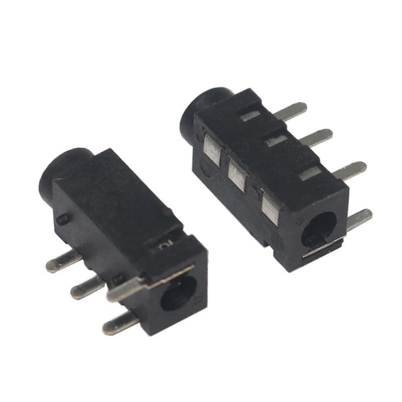 【100-30PCS】3.5 MM Audio Jack Connector Through Holes PCB Horizontal 4 Conductor Right Angle No Internal Switch 4 Pole