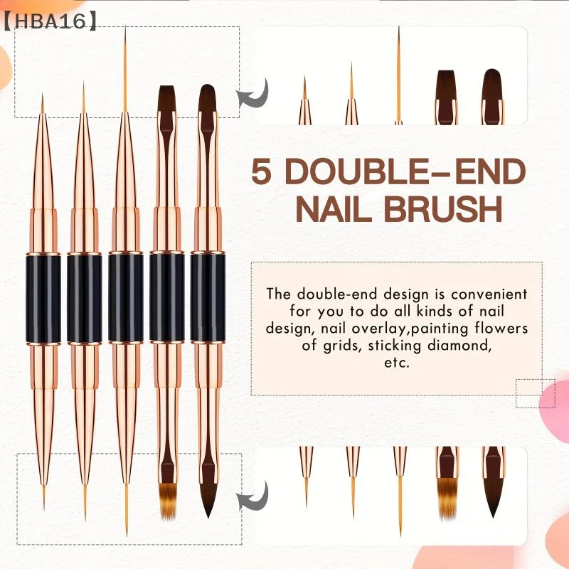 [(HBA16」 5 قطعة مزدوجة نهاية مسمار فُرش رسم بطانة التفاصيل رقيقة فرش مسمار قلم رسم ثلاثية الأبعاد مسمار الفن زينة في المنزل لتقوم بها بنفسك Manic