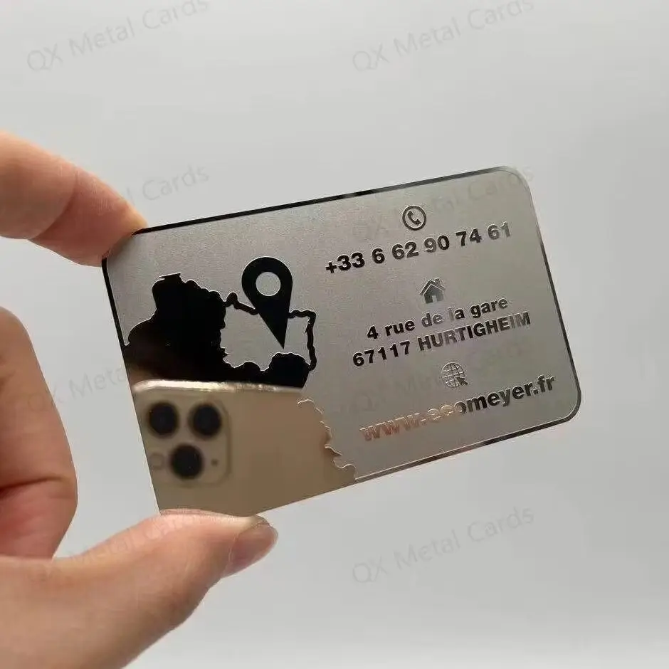 0.5mm Mirror Stainless Steel Metal Business Cards