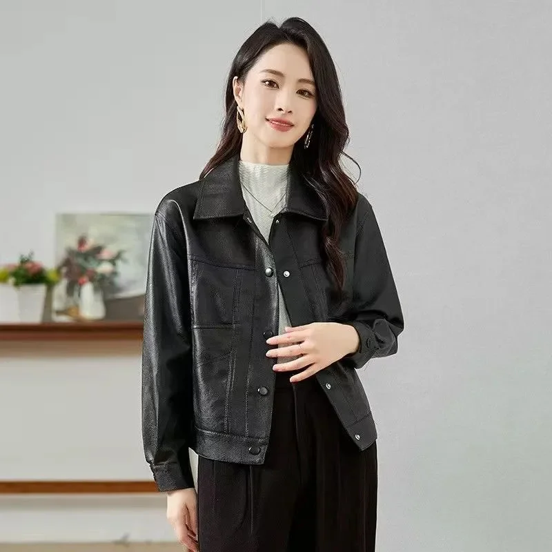 Jaqueta de couro feminina 2026 novo casaco de couro do plutônio feminino moda feminina forrado jaqueta de couro senhoras casacos casuais