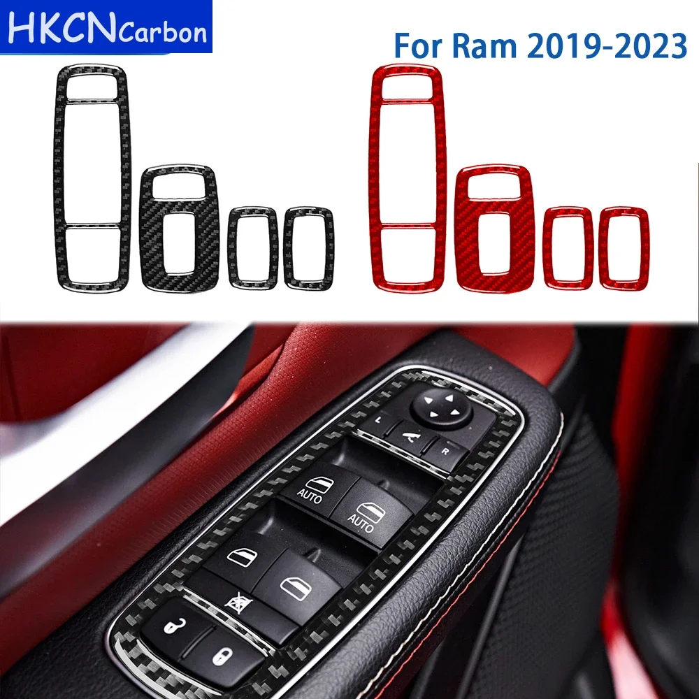 

Для Dodge Ram 2019 2020 2021 2022 2023, аксессуары из углеродного волокна, салон автомобиля, оконное управление, подъемная панель, накладка, наклейка, украшение