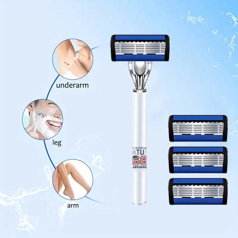 مقبض ماكينة حلاقة مضاد للانزلاق للرجال، شفرة حادة، حلاقة غير مؤلمة، تصميم تقدمي، مقبض مضاد للانزلاق، هدية رائعة للمهرجانات #6