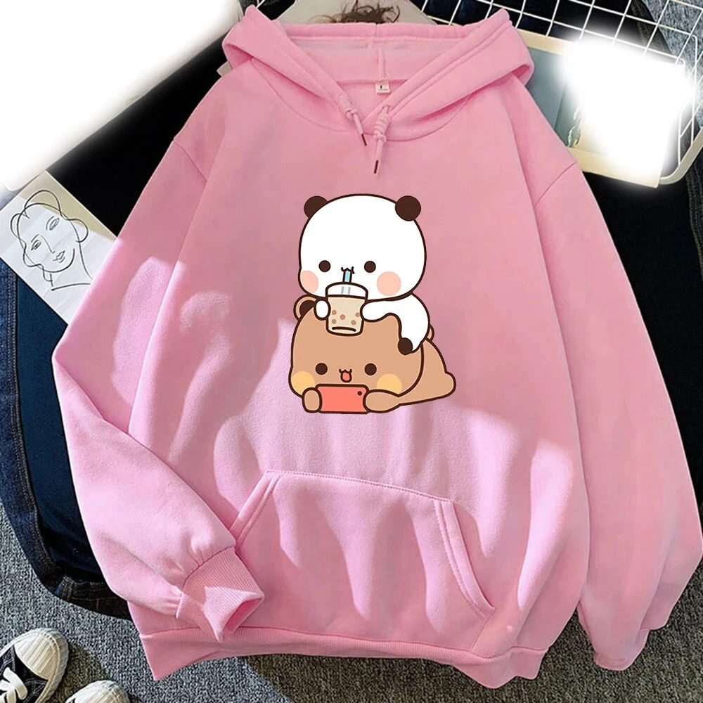 New Kawaii Bubu And Dudu Drink Bubble Tea Hoodies Print Men Woman Fashion Hoodie Oversized Sweatshirts Pullovers Unisex Clothing