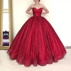 Customized  Glitter Red Ball Gown Sweetheart 15 Year Old Quinceanera Dresses Brithday Prom Party DressVestido De Baile 2024