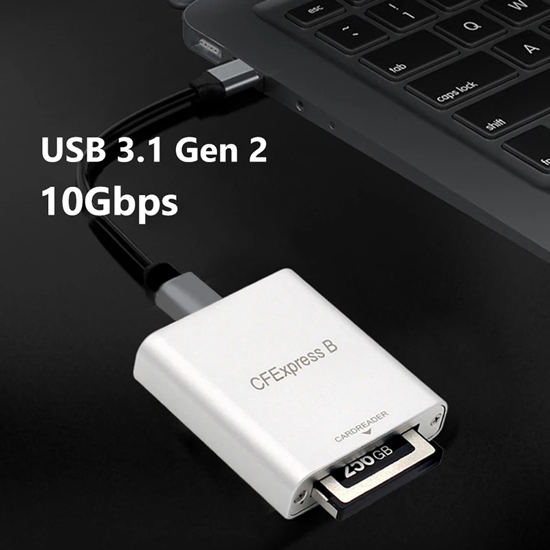 10Gbps CFexpress نوع B قارئ بطاقات الكاتب USB 3.2 Gen2 USB-C CFe قارئ بطاقات لنظام أندرويد ل Win XP/Vista/7/8/8.1/10/11 لـ MAC