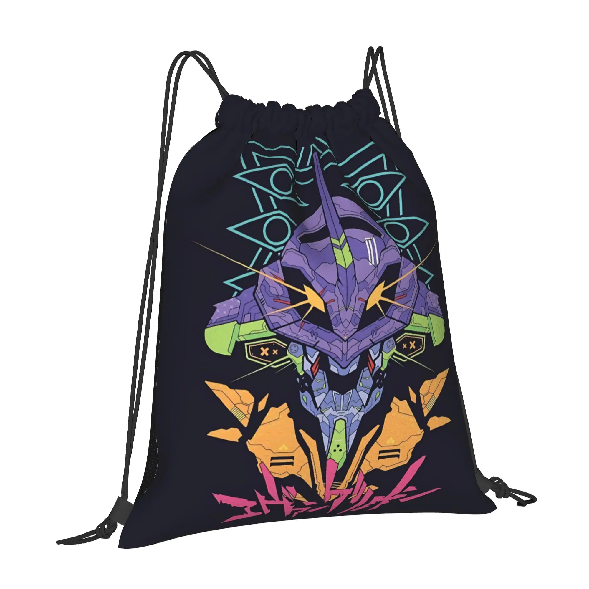 bag Pouch Neon Genesis Evangelion EVA  Drawstring Bags Travel Pouch Print Backpack Boy Girls School Shoe Bag