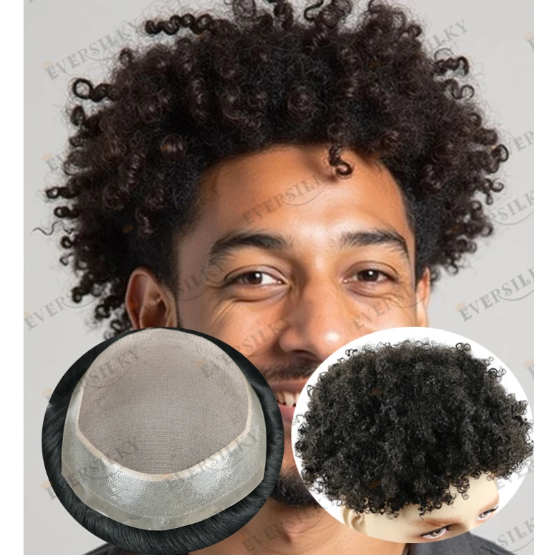 

Натуральная линия волос, супер прочный, 8 мм, афро-кудрявый, черный, мужской, парик из натуральных волос, легко носить, дышащая, моно, основа из искусственной кожи, система волос