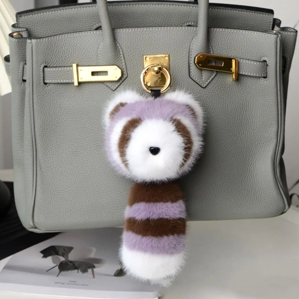 大きな尻尾の赤ちゃんアライグマのぬいぐるみペンダント、柔らかくふわふわしたぬいぐるみ、小さなアライグマのキーホルダー、かわいい動物のキーホルダー