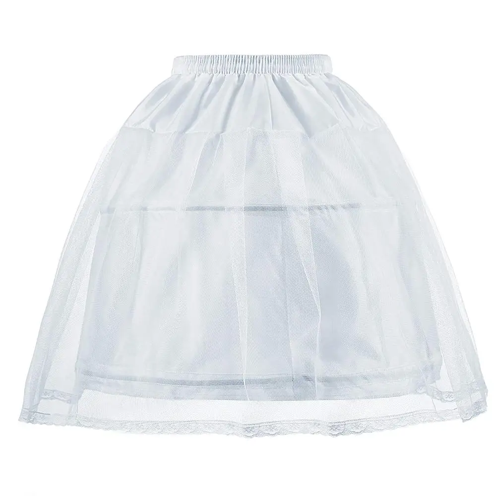 Flower Girls Petticoat with 2 Hoops Full Slip Elastic Child's Crinoline Underskirt