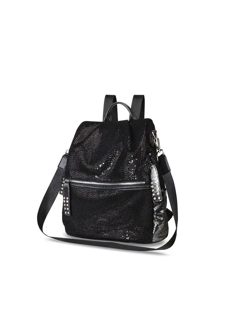 Fashionable Sequin Large Capacity Backpack New Versatile Lightweight Anti-theft Backpack Single Shoulder Crossbody Women's Bag