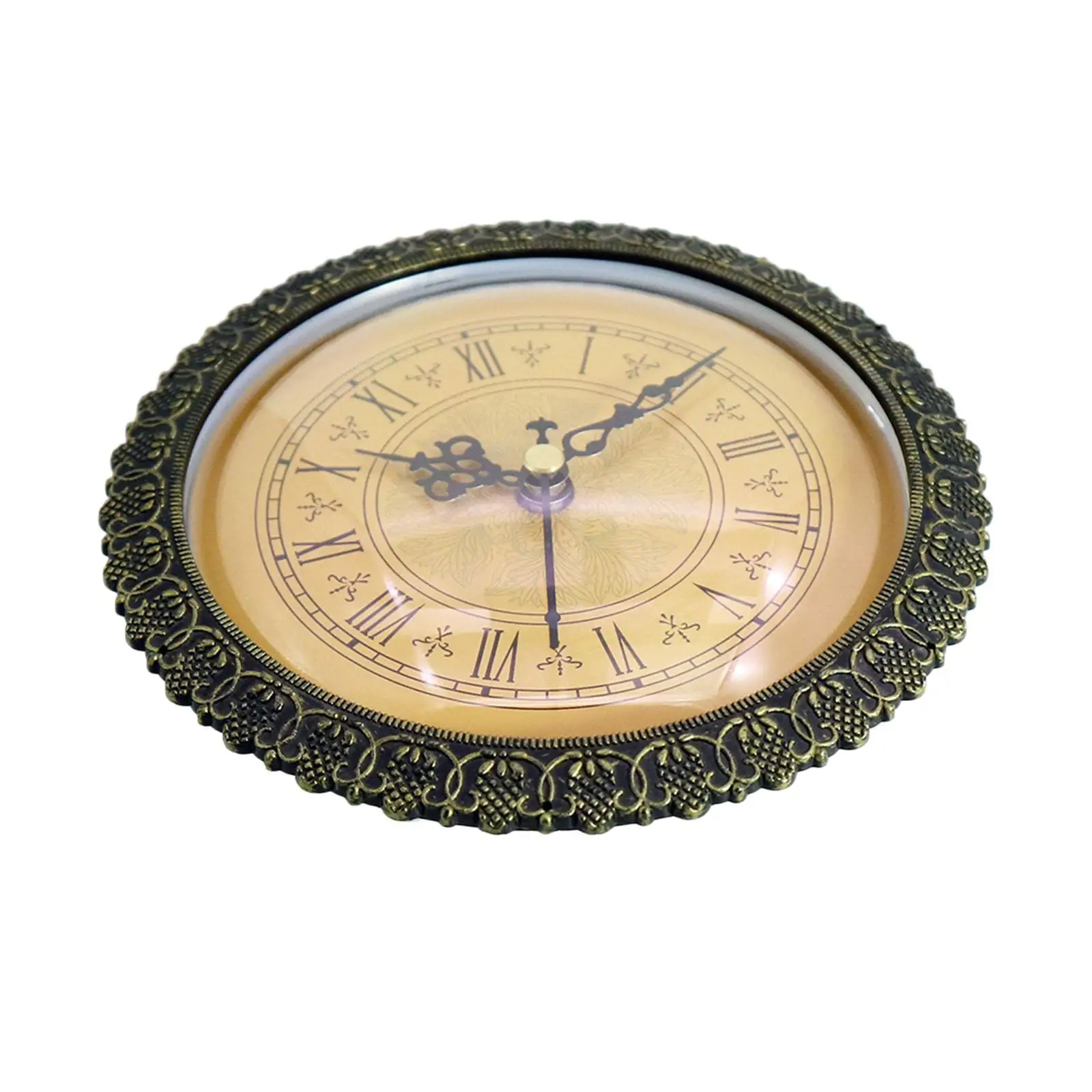 Clock Insert Silent Movement Roman Numeral with Plastic Trim DIY Gold Dial 6inch Classic Clock Movement for Repairing Home Decor