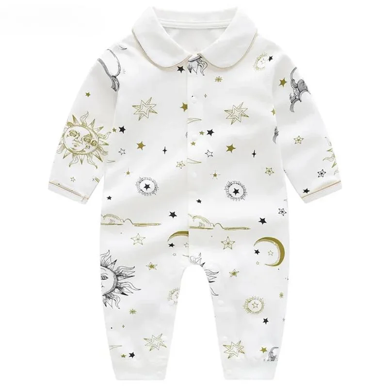 2024 Spring Bodysuit Suitable Clothes Baby Girl Boys Jumpsuit Comfortable Printed Long Sleeve For Newborns Stars Rompers Outfit