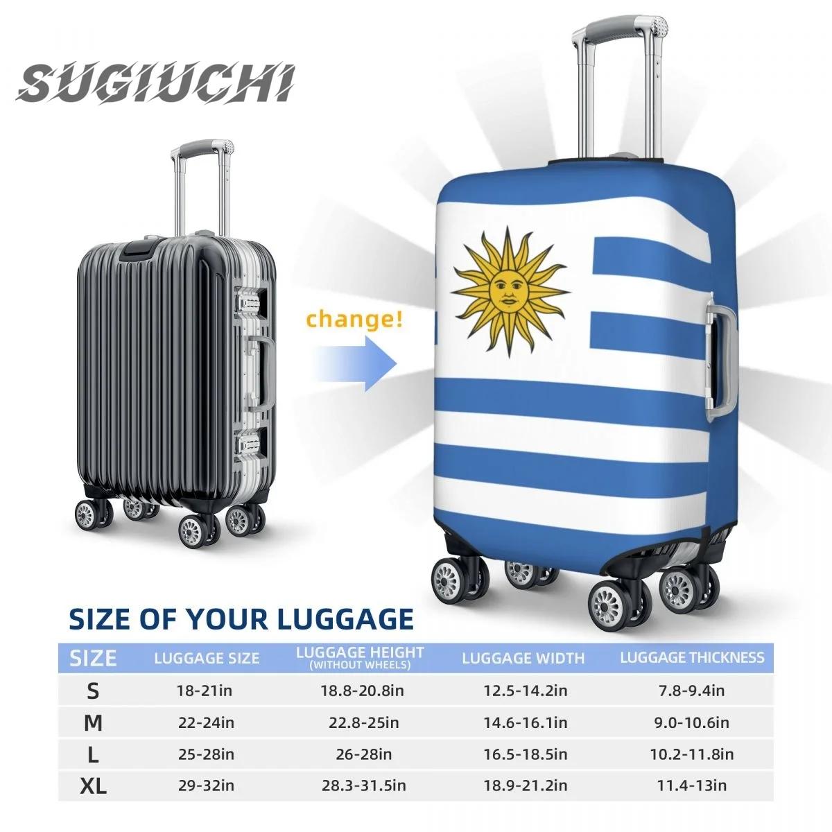 Uruguay Country Flag Luggage Cover Suitcase Travel Accessories Printed Elastic Dust Cover Bag Trolley Case Protective