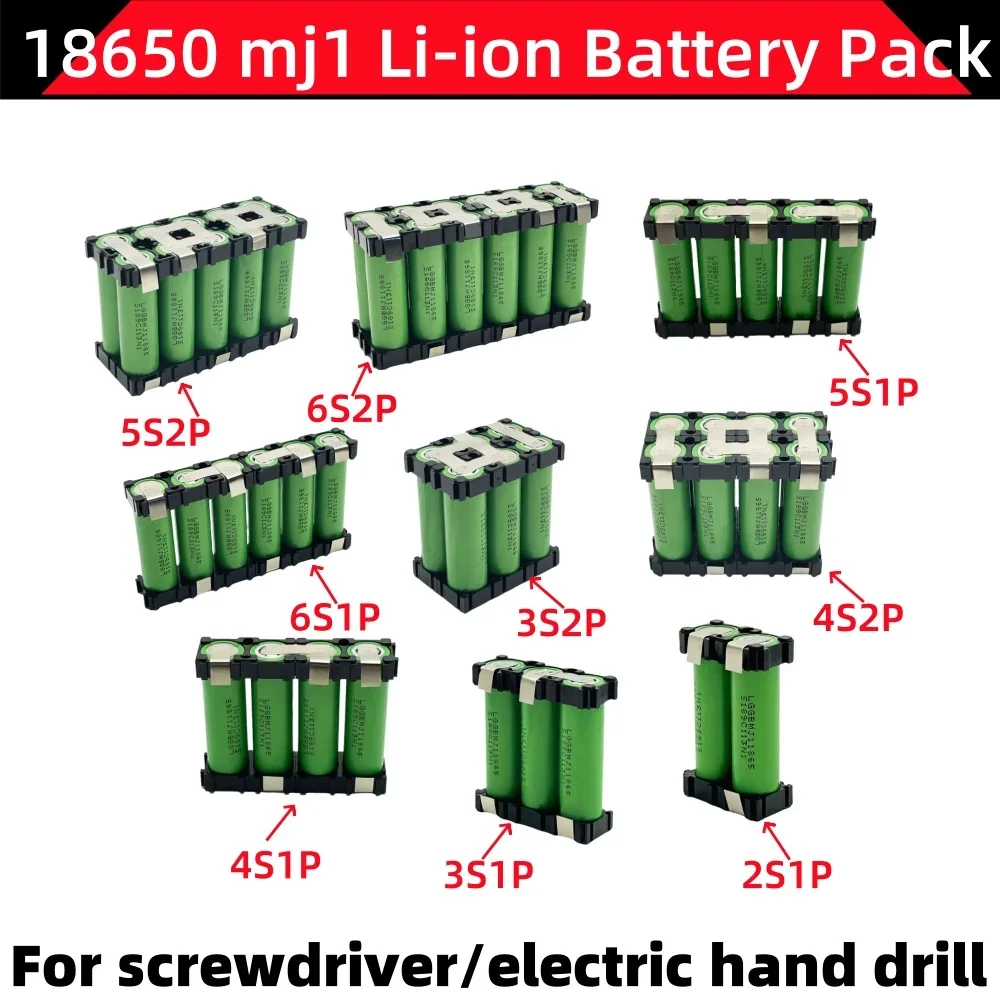 

2S2P 3S1P 3S2P 4S2P 5S2P 7.4V 12.6V 16.8V 18V 25.2V MJ1 Battery Pack 18650 3400mAh Battery For 18V Screwdriver Tool Battery