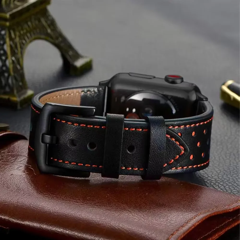 Leather Strap for Apple Watch 10 42mm 46mm 9 8 7 45mm 41mm Ultra 2 49mm Bracelet Wristband for iWatch 6 5 4 SE 44mm 40mm Correa
