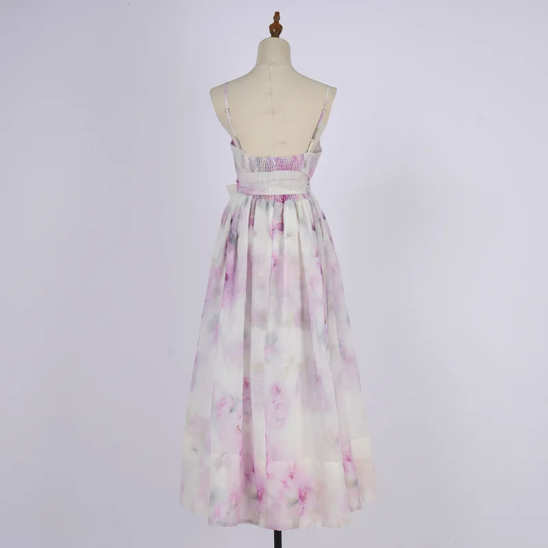 Briti Sle Purple Floral Embroidery ter Ne Puffy Skirt Dr Street Sle High Waist Lamb Velvet Long Sve Winter D...