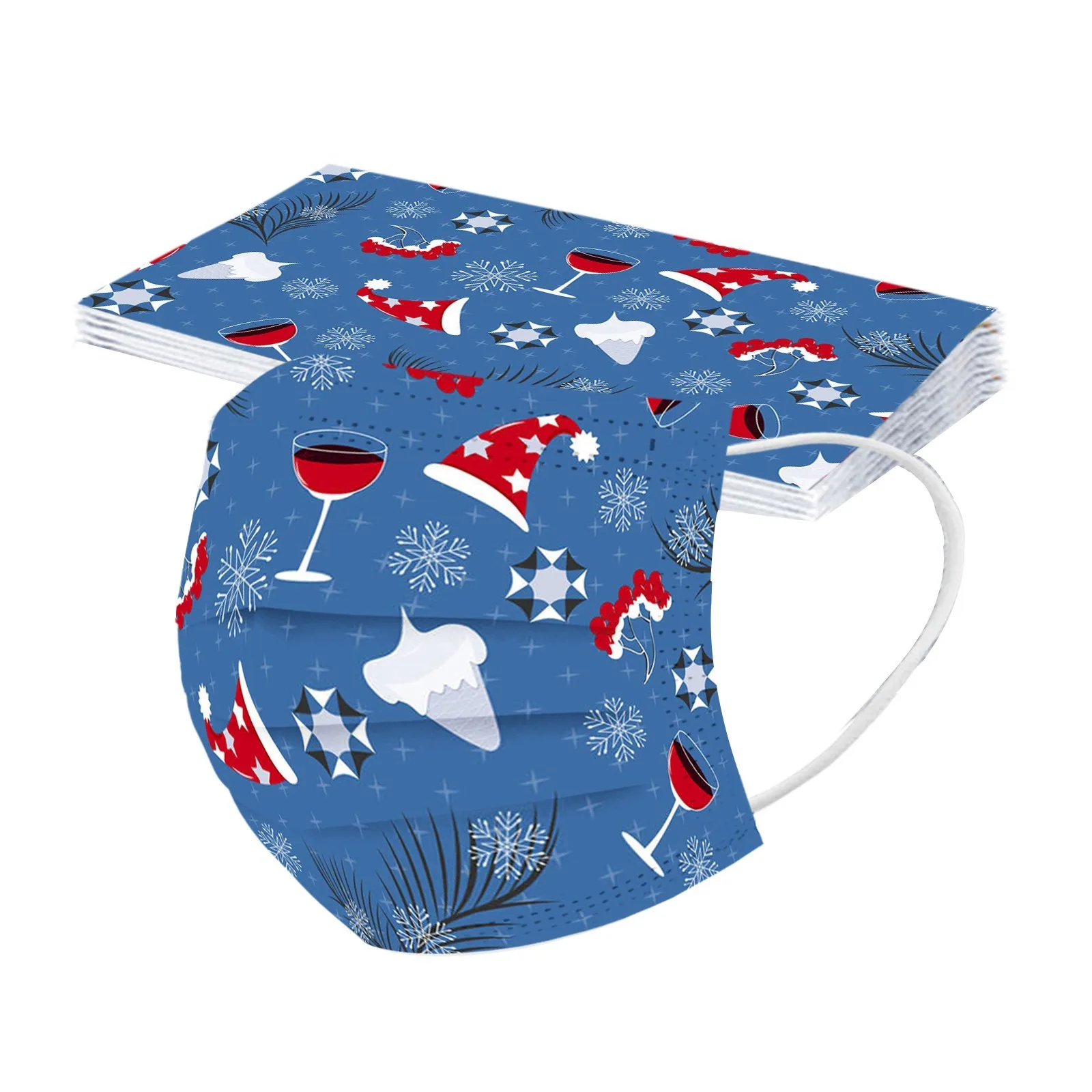 قناع طباعة عيد الميلاد للأطفال ، 3 طبقات ، مقاوم للغبار ، واقي للوجه ، خارجي ، صناعي ، للاستعمال مرة واحدة ، 10 #4