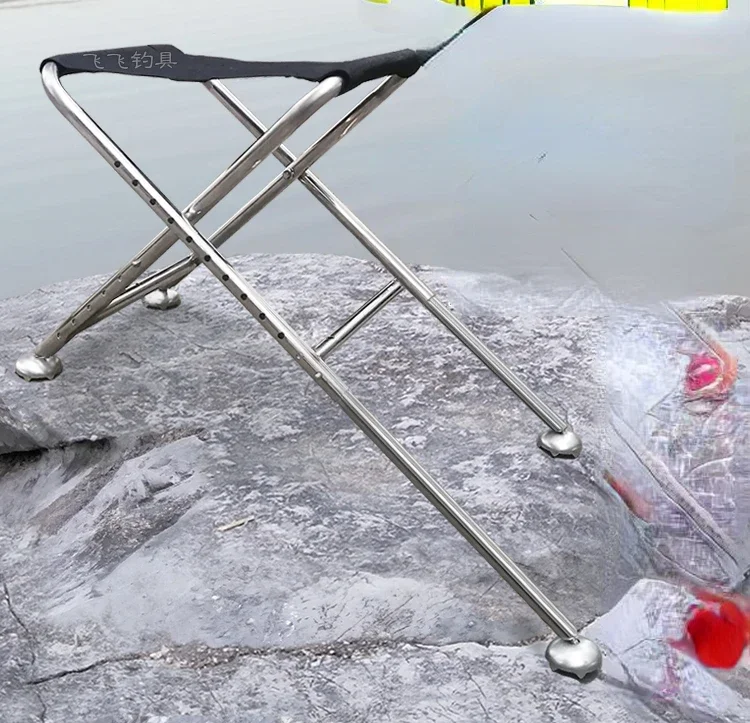 New stainless steel folding portable fishing chair, multifunctional fishing seat, wild fishing pony, mini lifting  stool