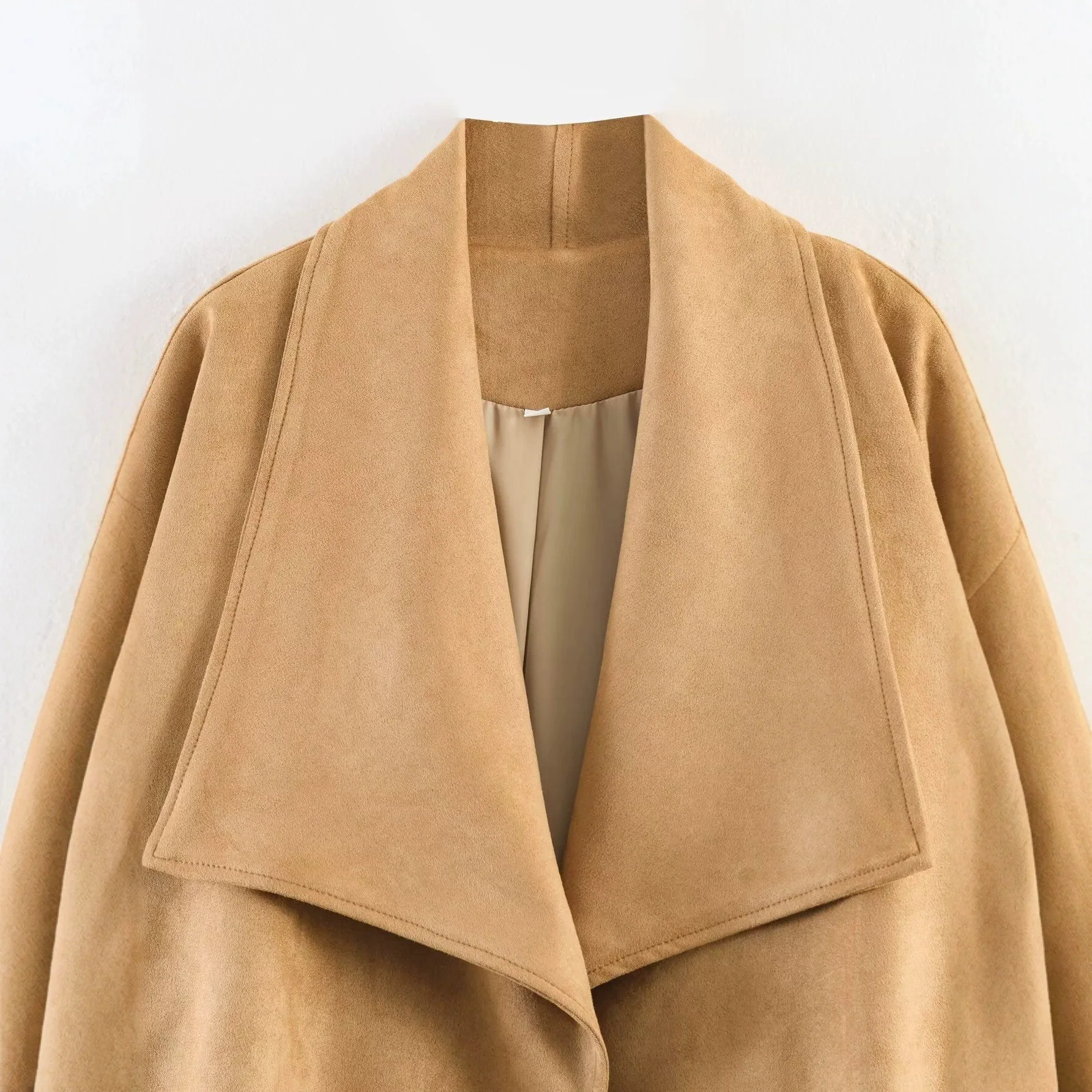 Short Coat Open Front Wide Batwing Sleeve Ruched Bottom Relaxed Fit Soft Fabric Casual Women Spring Autumn Layering Jacket