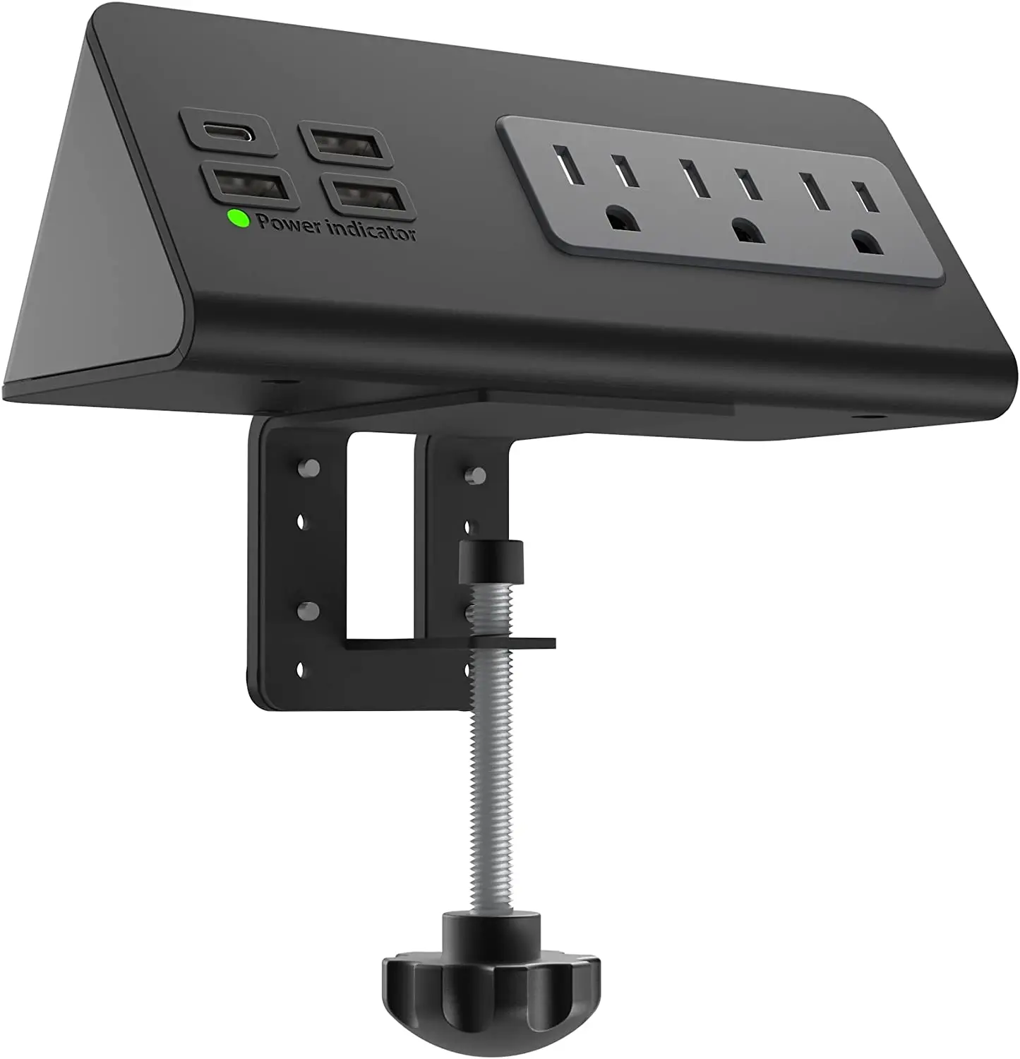 

Nightstand Edge Mount Power Strip with USB-C Ports Tabletop Surge Protector Desk Clamp Power Sockets with 3 AC Outlets 4 USB