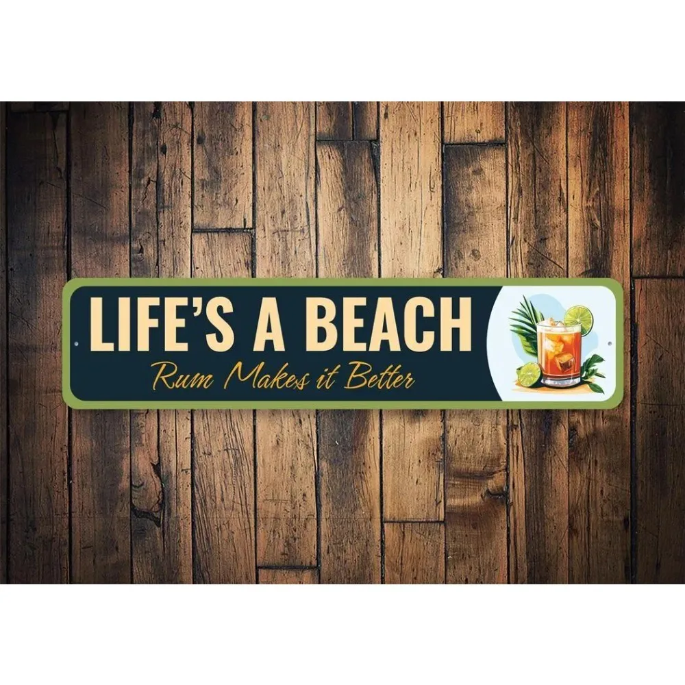 CIFbuy Personalized Text Long Metal Sign, Custom Text Beach Cocktail Wall Ornament (Only For Decoration)
