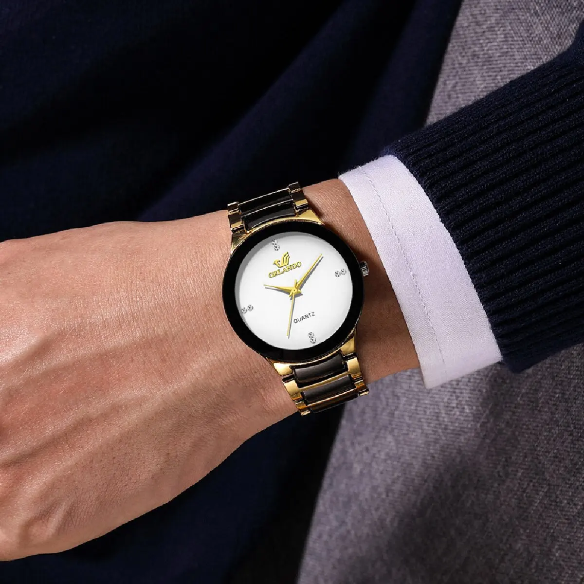 DingTalk-reloj minimalista para hombre, cronógrafo de cuarzo, con correa de acero, estilo británico, elegante, a la moda