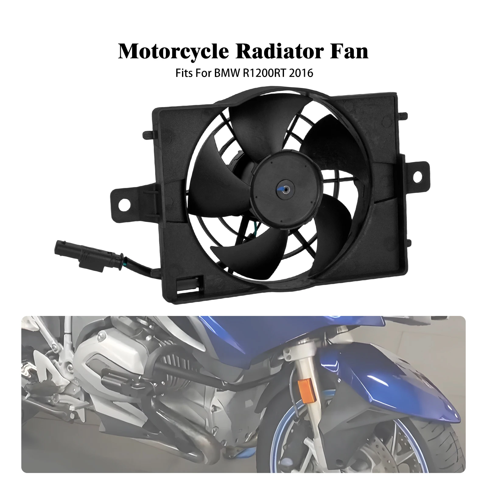 Radiator Cooling Fan Electric CoolFlow Black Plastic 12V 1PC Motorcycle Engine Cooler For BMW R1200 RT R1200RT 2016 Water Tank