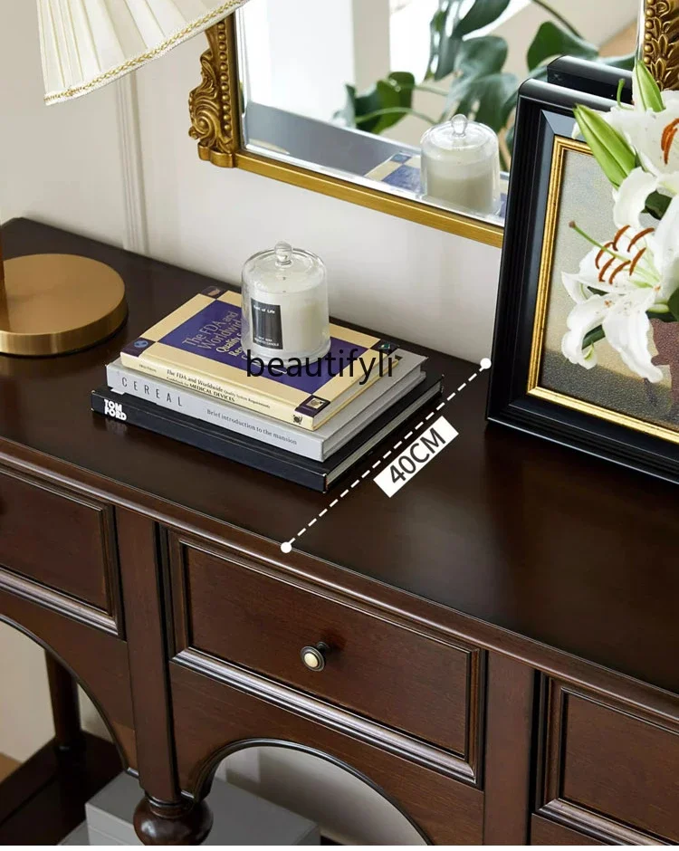 American Light Luxury Console Tables Home Distressed Locker French Retro Solid Wood Sideboard