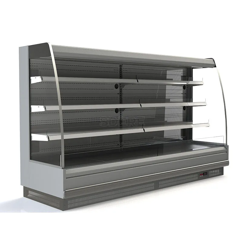 FOODLINE Customized Semi Vertical Island Chiller for Supermarket Fresh Produce Storage Commercial Beverage Display Refrigerator