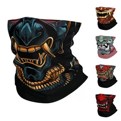 Awesome Samurai Demon Gold Bandana Neck Cover Printed Oni Hannya Monster Wrap Scarf Headband Outdoor Sports for Men Women Adult