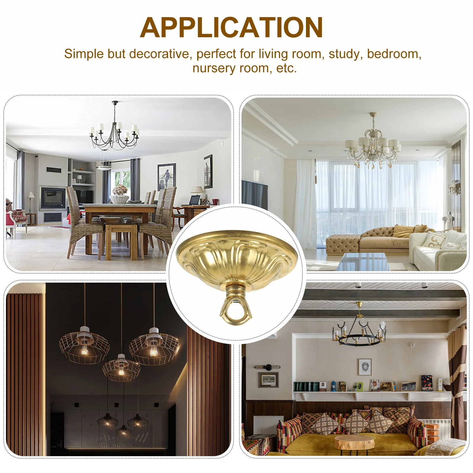 

Ceiling Cover Plate Copper Durable Classic Design Vintage Pendant Light Canopy for Indoor Lighting Restaurant Cafe Bar Living